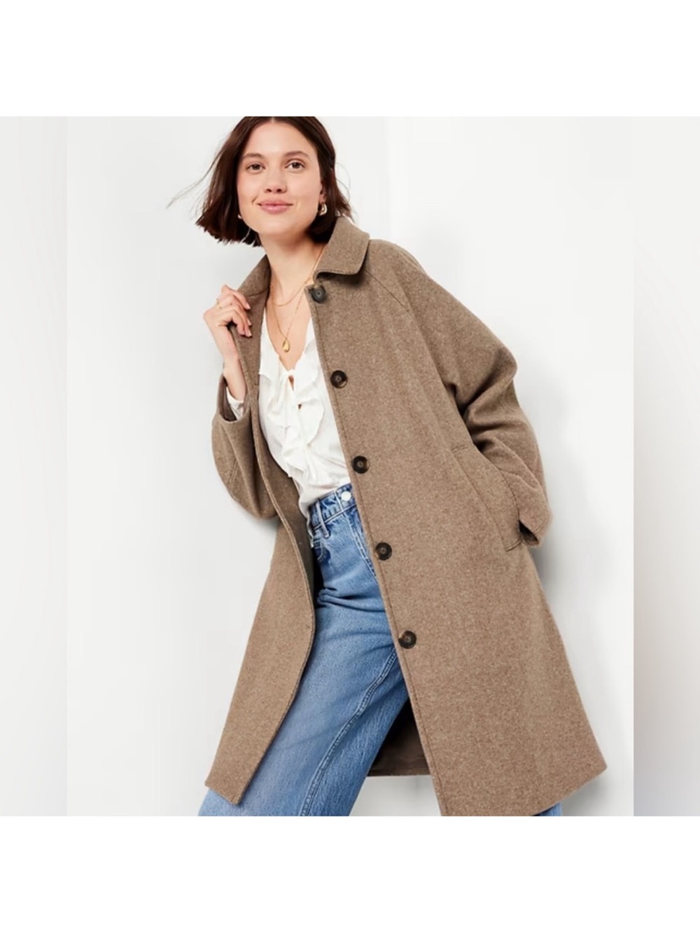 NWT Old Navy Brown Single-Breasted Car Coat